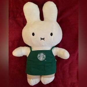 🐇🐰 NWOT 47cm Miffy Rabbit Bunny in Starbucks Uniform Apron Soft Plush Stuff Doll